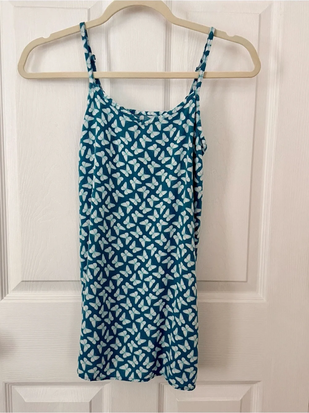 SO Girls Butterfly Print Teal A-Line Sundress Adjustable Straps Size 6/6X